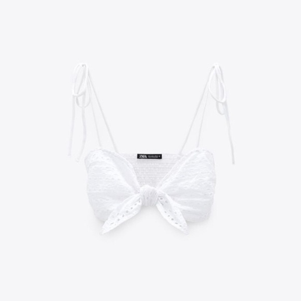 NWOT Zara Eyelet Tie Top with Adjustable Bow Ties Small